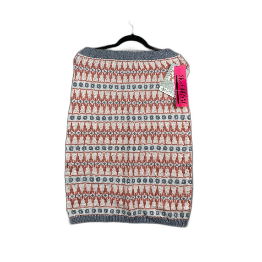 🆕 SK & COMPANY VINTAGE MINI WOOL SKIRT WOMEN SMALL PEACH SILVER LINING JACQUARD